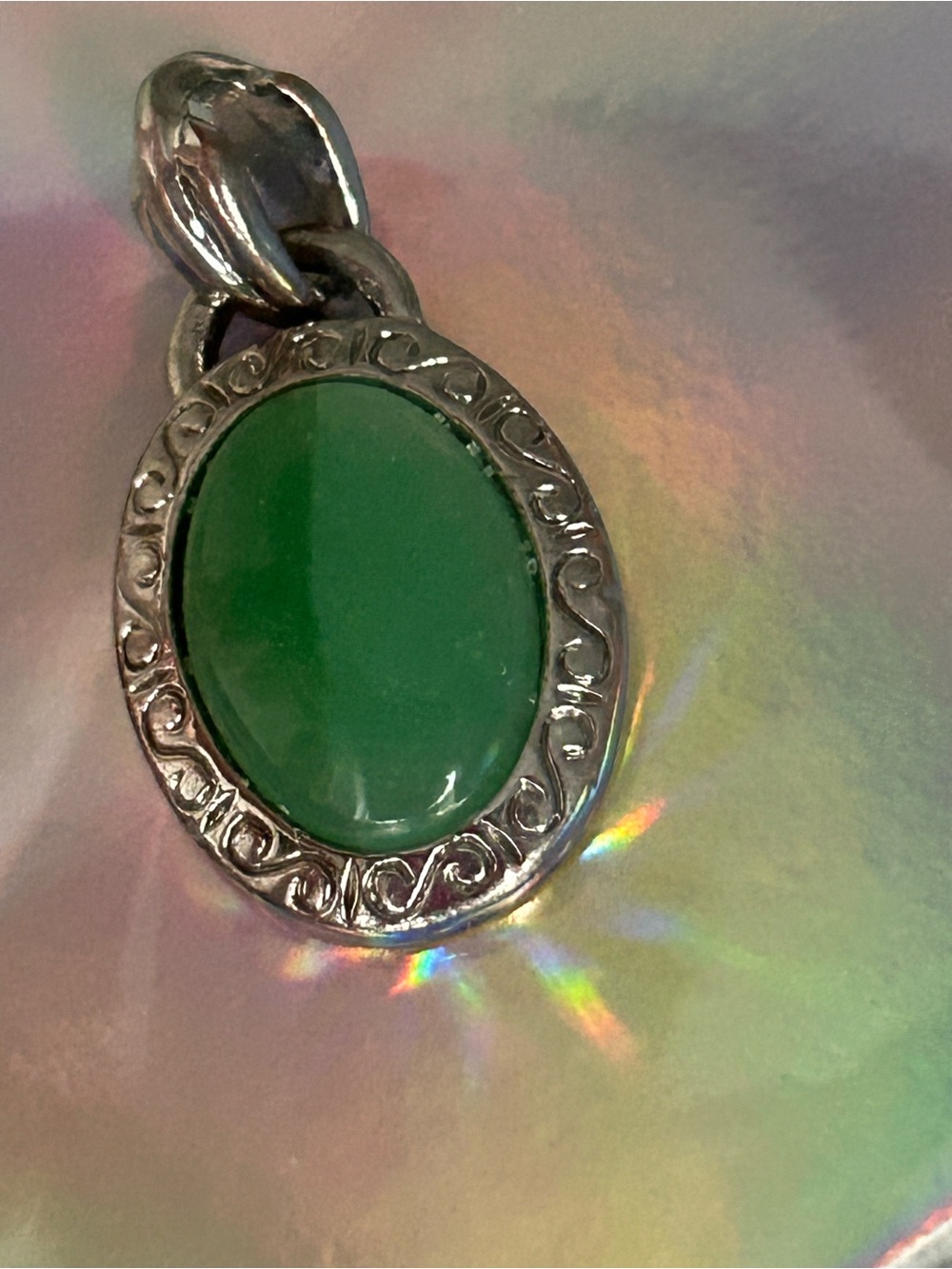 Jadeite Stone Pendant Vintage - Picture 2 of 8